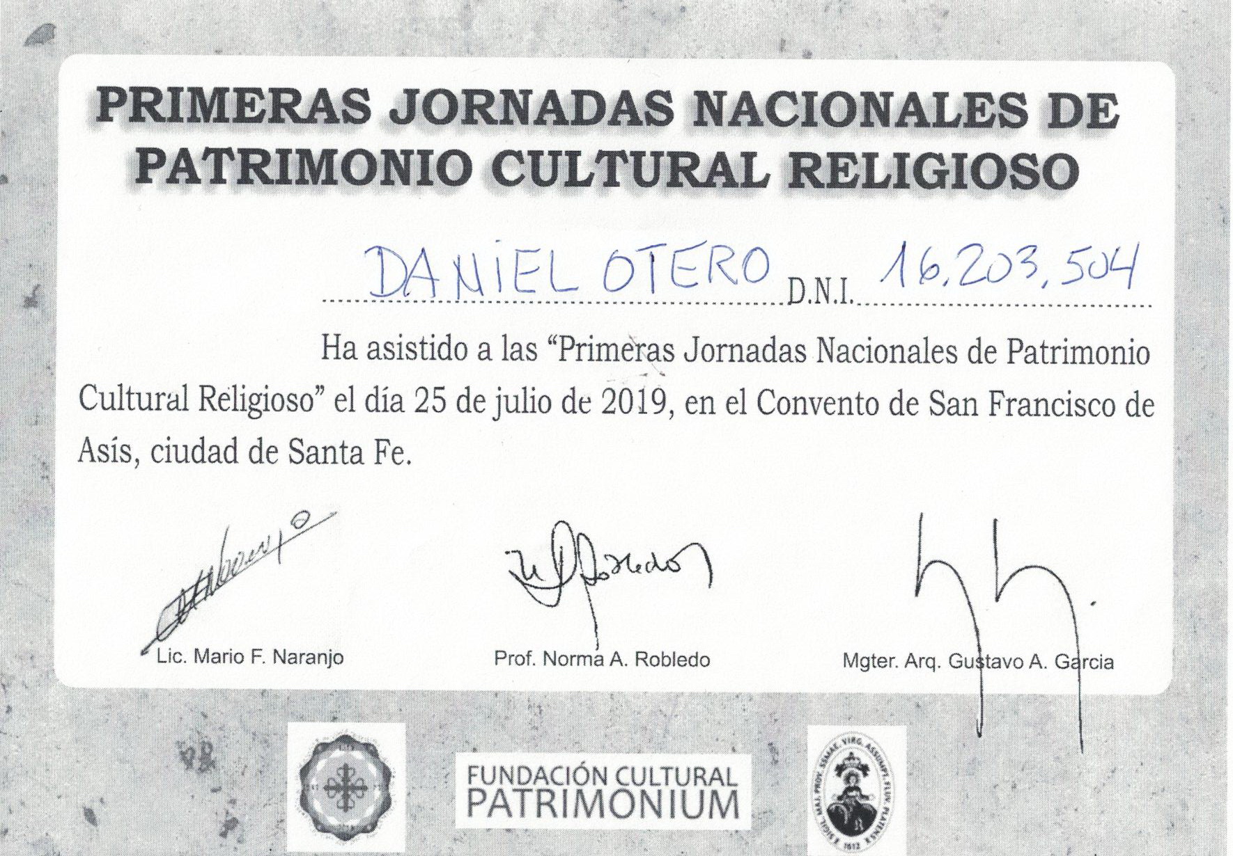 #DanielOtero#BancoVoii#PolicíaFederal#Capacitación#Patrimonio. #DanielOtero tuvo en el año 2019, dos fuertes instancias de capacitación. Una de ellas fue las jornadas nacionales de patrimonio, organizadas por la #FundacionCulturalPatrimonium.